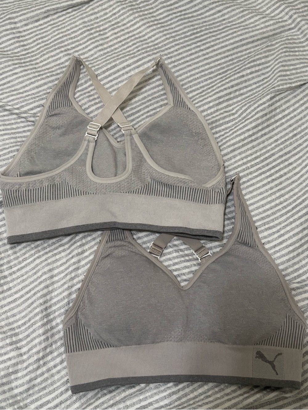 Puma Gray Seamless Racerback Sports Bras - Picture 2 of 2
